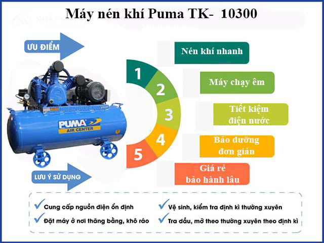 Ưu điểm của máy nén không khí Puma TK-10300