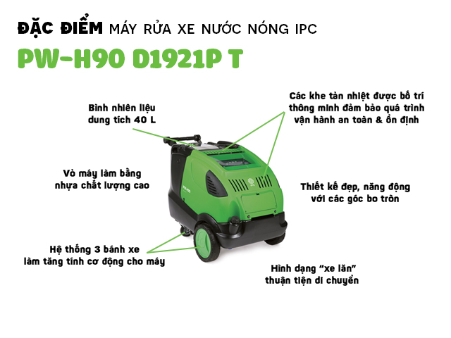 Thiết kế thông minh của Máy rửa xe nước nóng IPC PW-H90 D1921P T được các khách hàng ưa chuộng