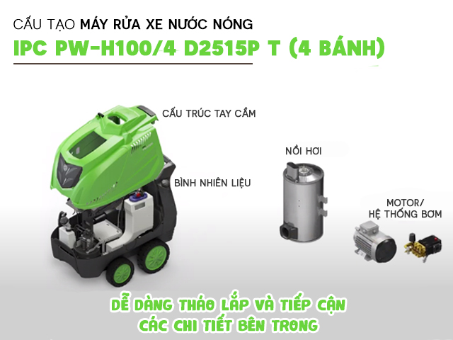 Thiết kế thông minh của Máy rửa xe nước nóng IPC PW-H100/4 D2515P T