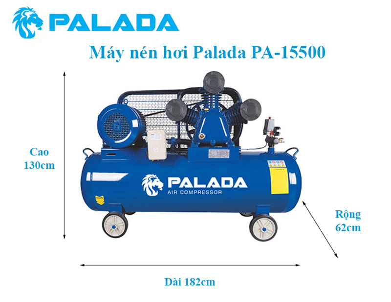 Kích thước máy bơm khí nén piston Palada PA-15500