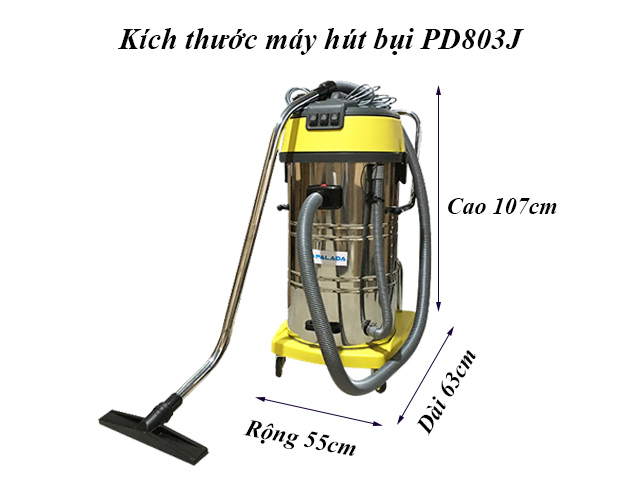 Kích thước của máy hút bụi công nghiệp Palada PD803J