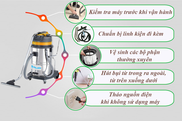 lưu ý sử dụng máy hút bụi nhà xưởng