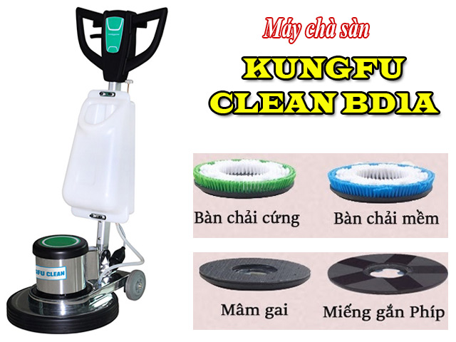 Hình ảnh của máy chà sàn Kungfu Clean BD1A và phụ kiện