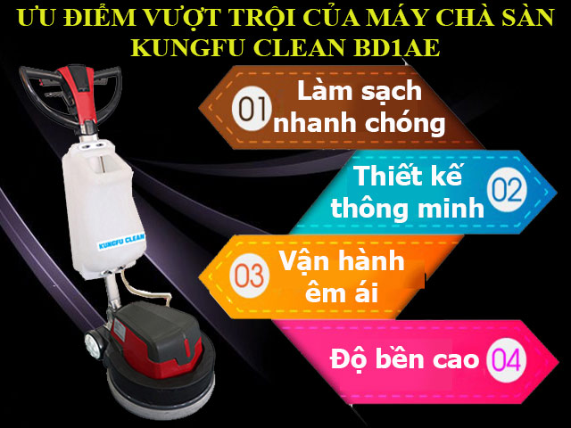 Máy chà sàn Kungfu Clean BD1AE sở hữu nhiều tính năng