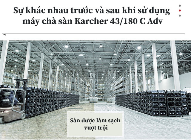Máy chà sàn Karcher 43/180 C Adv có hiệu quả làm sạch ấn tượng