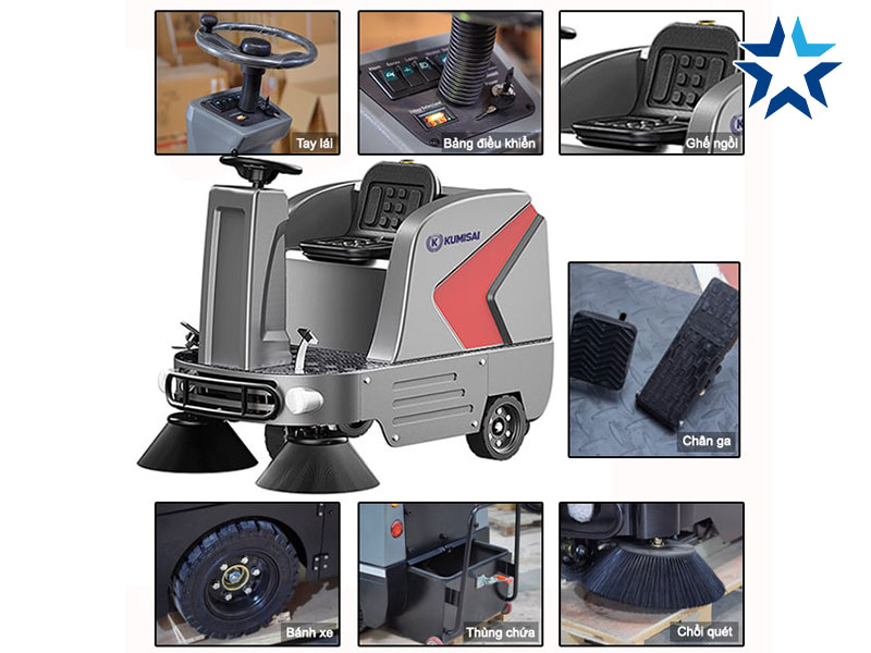 các bộ phận của xe quét rác ngồi lái