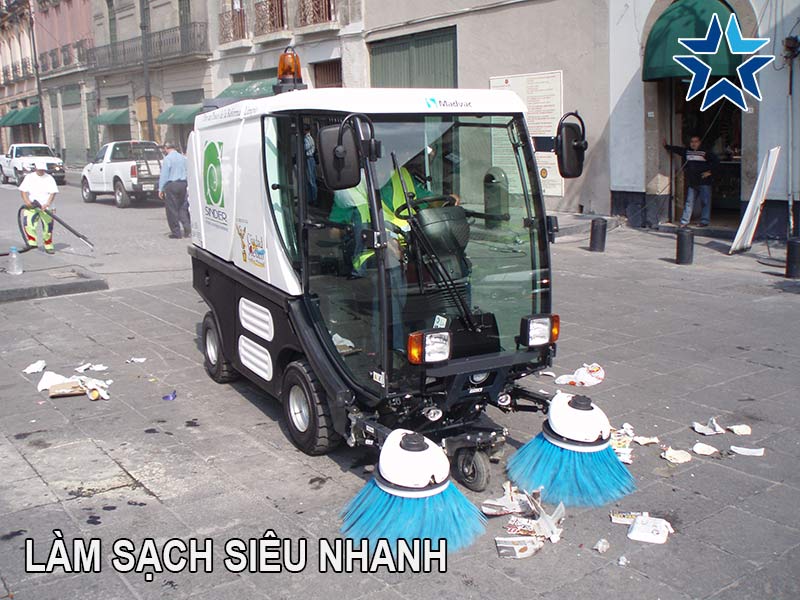 xe quét rác ngồi lái làm sạch siêu nhanh