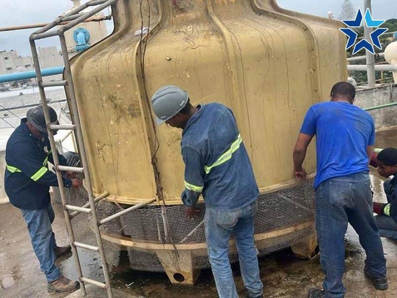 lắp đặt tháp giải nhiệt cũ