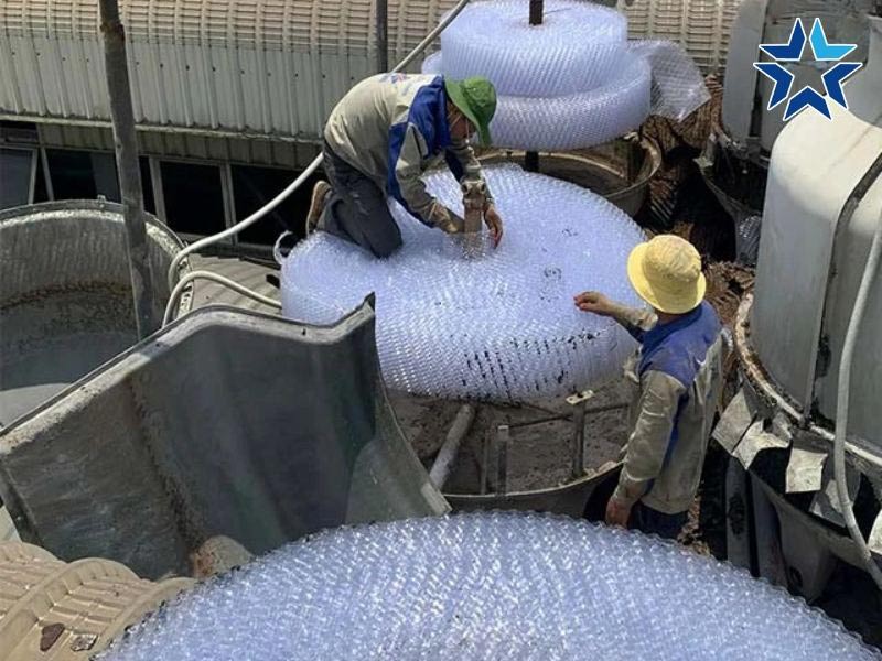 lắp đặt khối đệm tháp giải nhiệt