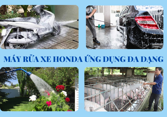 Máy bơm rửa xe Honda ứng dụng đa dạng
