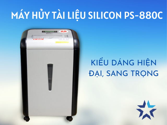 Máy hủy giấy Silicon PS-880C kiểu dáng sang trọng, hiện đại