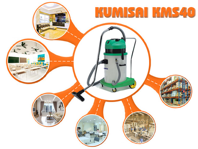 Máy hút bụi thùng nhựa Kumisai KMS40 được ứng dụng trong nhiều không gian vệ sinh khác nhau