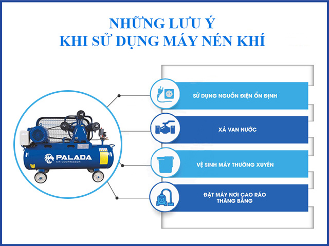 Lưu ý khi sử dụng máy nén khí Palada PA-200500