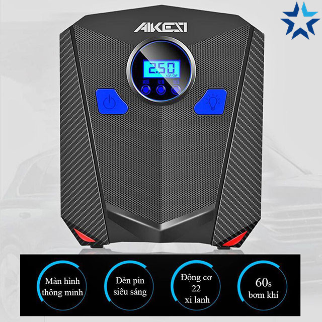 Đặc điểm Máy bơm lốp xe Akesi AKS-5501 đồng hồ điện tử, cài thông số áp suất, tự ngắt (Điện 12V)