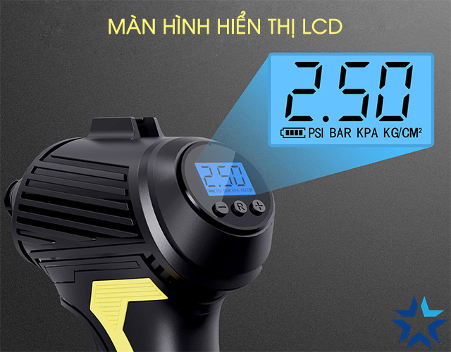 Màn hình hiển thị Súng bơm lốp ô tô không dây ATJ-1366 - Đồng hồ điện tử, cài đặt cân hơi (Pin sạc)