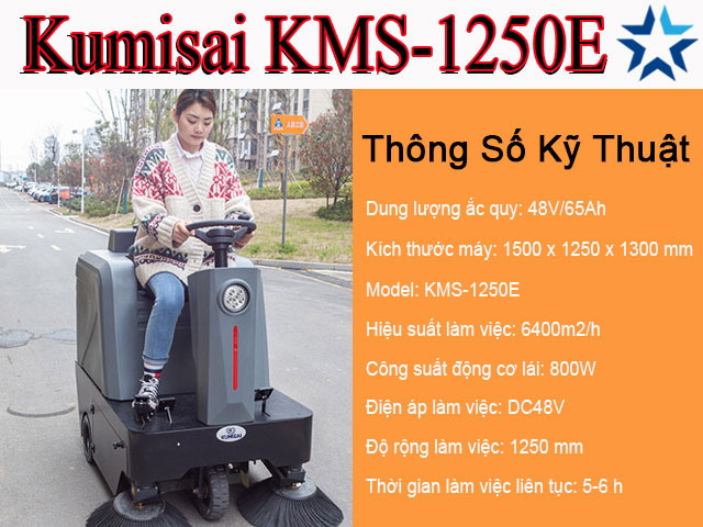 Máy quét rác ngồi lái Kumisai KMS-1250E
