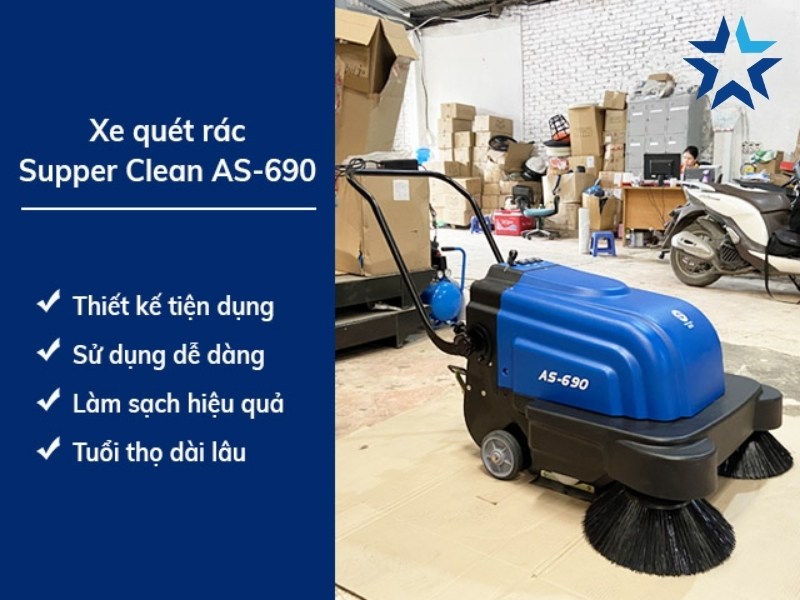 Xe quét rác Supper Clean AS-690 thiết kế đẩy tay tiện dụng