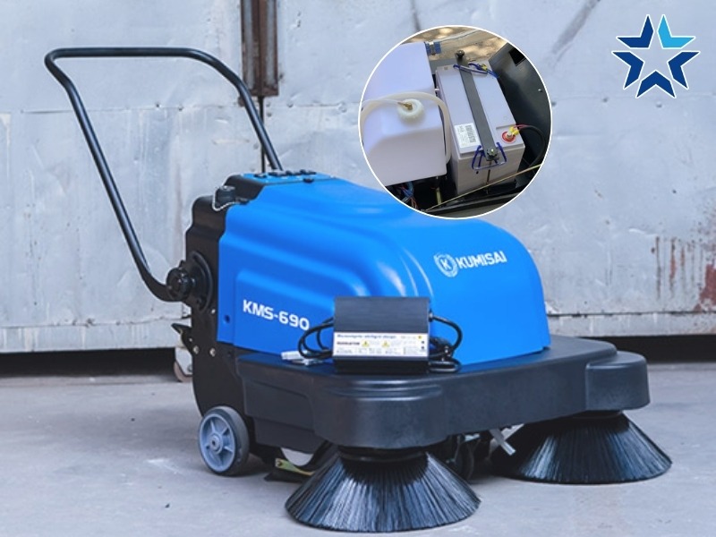 Xe quét rác đẩy tay có hỗ trợ điện tăng hiệu quả làm việc